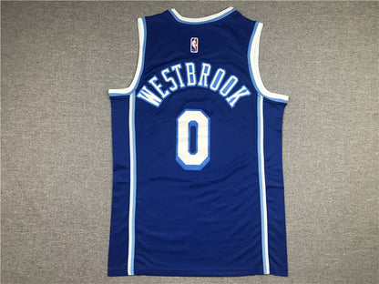 Men's Los Angeles Lakers Russell Westbrook Blue Hardwood Classic Swingman Jerseys