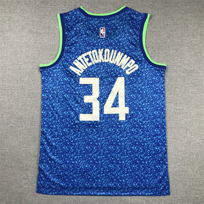 Men's Milwaukee Bucks Giannis Antetokounmpo #34 Blue 2023/24 Swingman Jerseys - City Edition