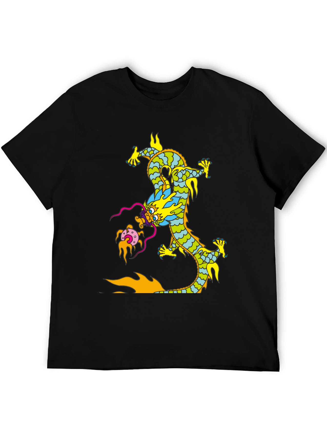 Dragon Graphic Print Black T-Shirt