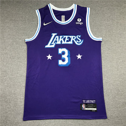 Men's Los Angeles Lakers Anthony Davis #3 Purple Swingman Jerseys - City Edition