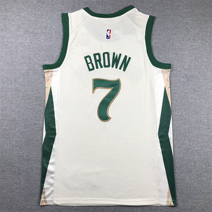 Men's Boston Celtics Jaylen Brown #7 White 2023/24 Swingman Jerseys - City Edition
