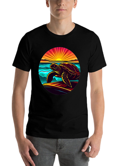 Sunset Turtle Graphic Tee - Beach Style