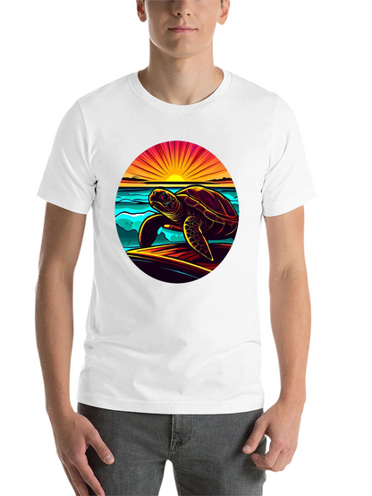 Sunset Turtle Graphic Tee - Beach Style