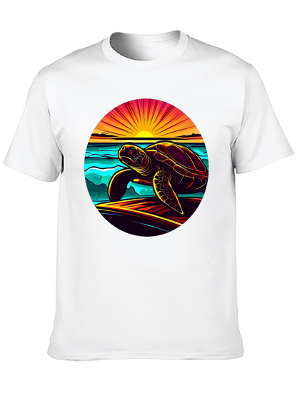 Sunset Turtle Graphic Tee - Beach Style
