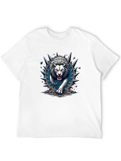Lion Graphic Print Crew Neck Tee