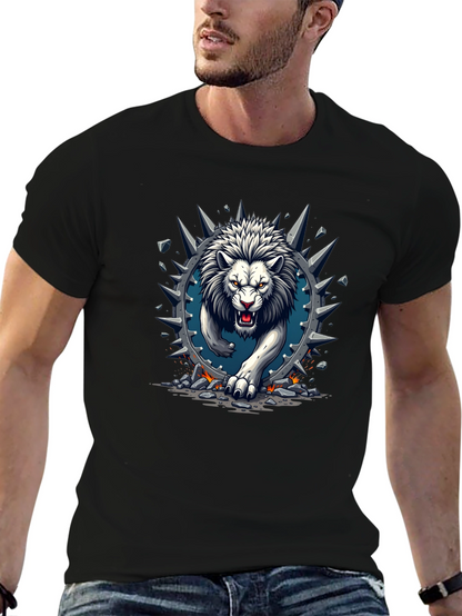Lion Graphic Print Crew Neck Tee