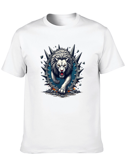 Lion Graphic Print Crew Neck Tee