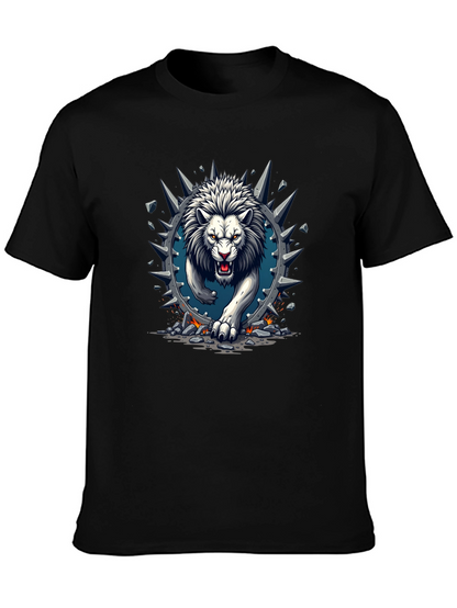Lion Graphic Print Crew Neck Tee