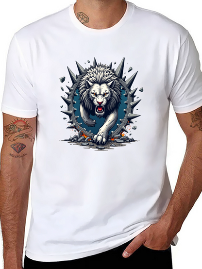 Lion Graphic Print Crew Neck Tee