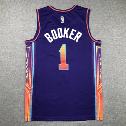 Men's Phoenix Suns Devin Booker #1 Purple 2023/24 Swingman Jerseys - City Edition