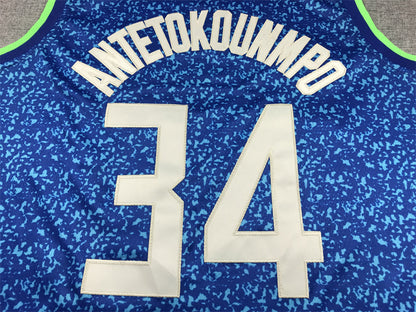 Men's Milwaukee Bucks Giannis Antetokounmpo #34 Blue 2023/24 Swingman Jerseys - City Edition