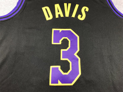 Men's Los Angeles Lakers Anthony Davis #3 Black 2023/24 Swingman Jerseys - City Edition