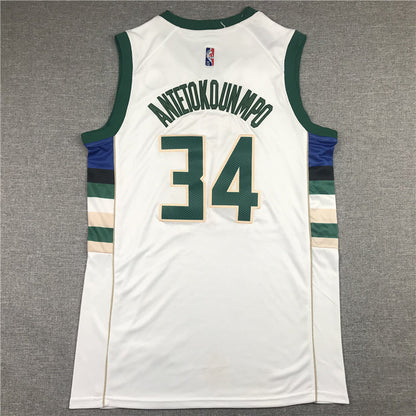 Men's Milwaukee Bucks Giannis Antetokounmpo #34 NBA White Player Jerseys