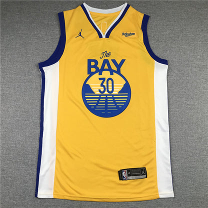 Men's Golden State Warriors Stephen Curry Yellow Fast Break Team Replica Jerseys