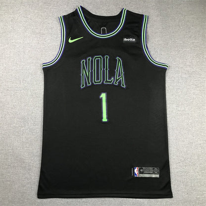 Men's New Orleans Pelicans Zion Williamson #1 Black 2023/24 Swingman Jerseys - City Edition