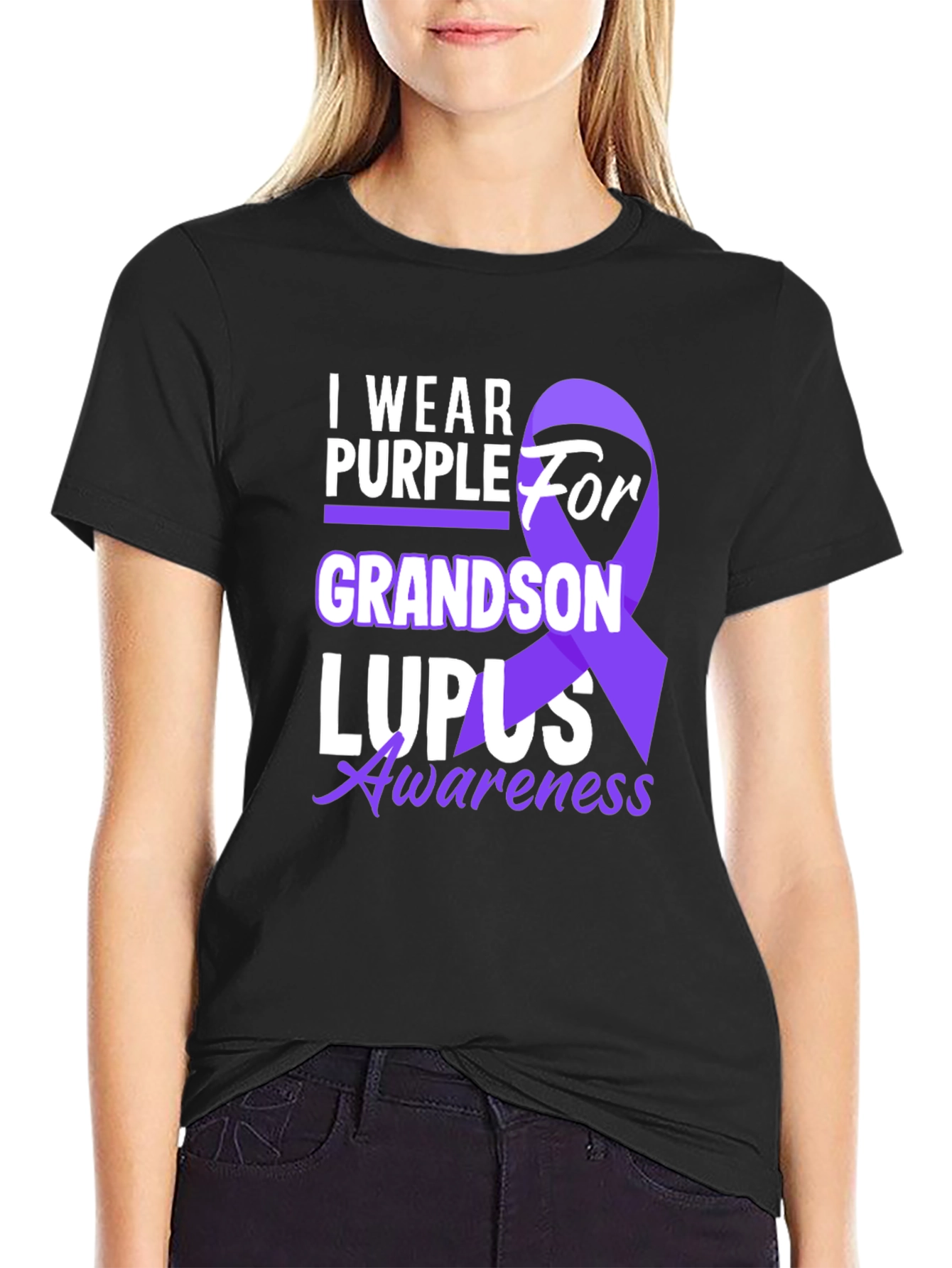 Purple Lupus Awareness Grandson T-Shirt