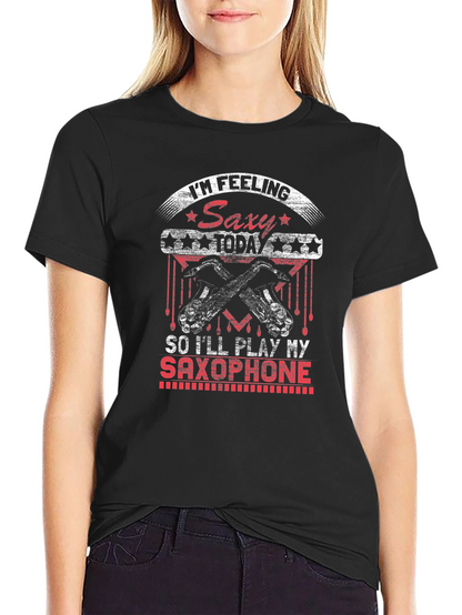 Saxy Saxophone Player Black T-Shirt
