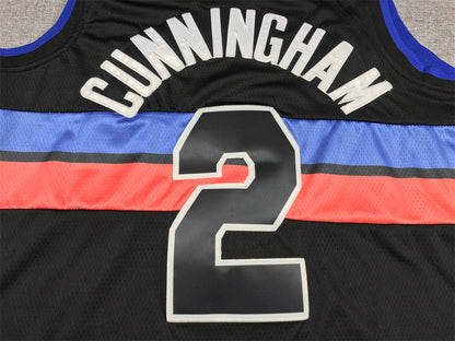 Men's Detroit Pistons Cade Cunningham #2 Black 2022/23 Fast Break Player Jerseys - Statement Edition