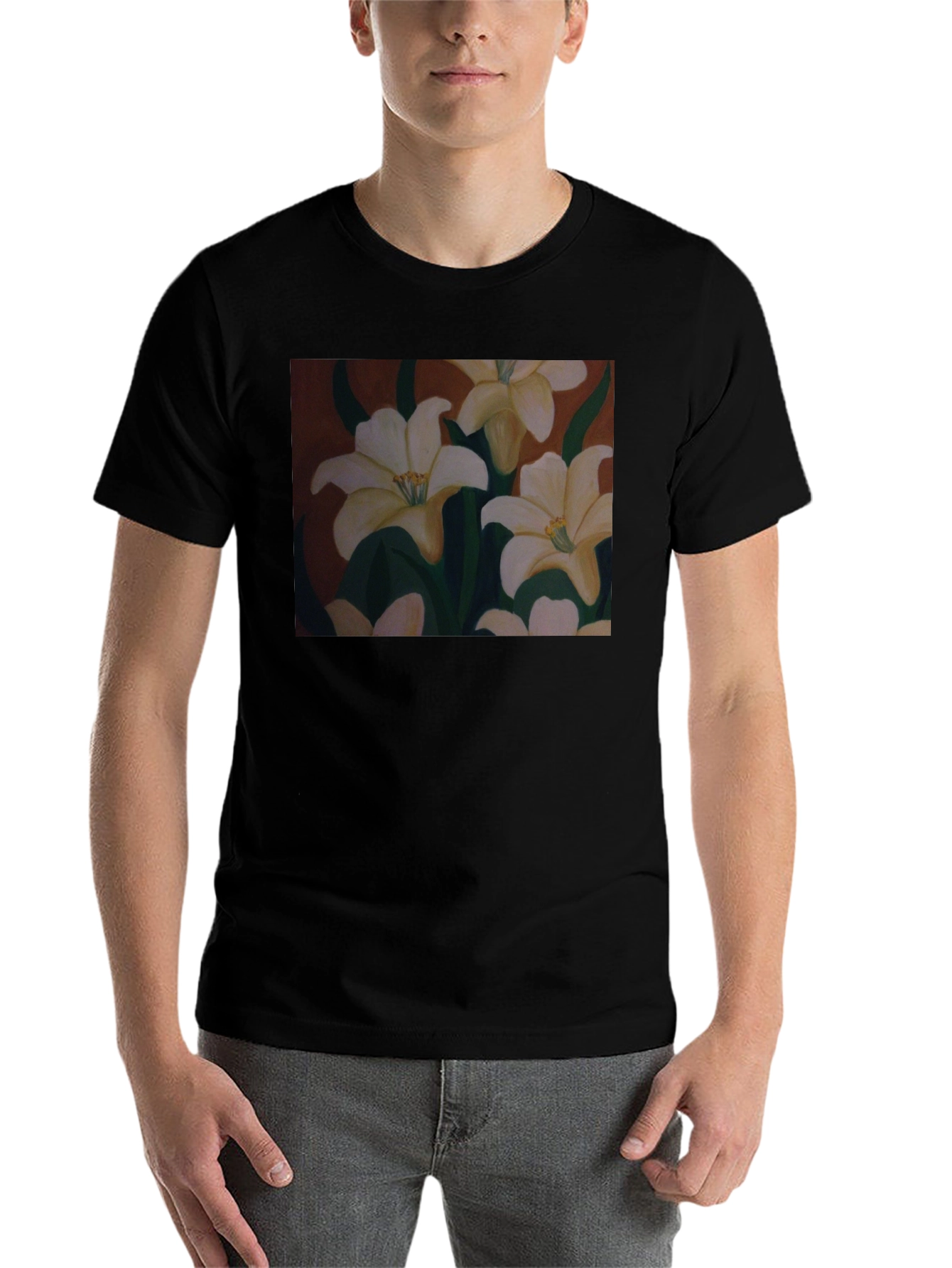 Floral T-Shirt: Artistic Lily Design
