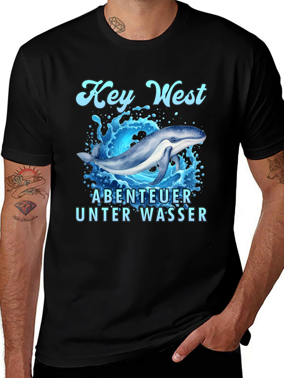 Key West Whale Adventure Black T-Shirt