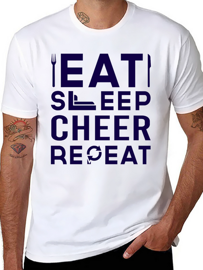 Eat Sleep Cheer Repeat Black Graphic Tee