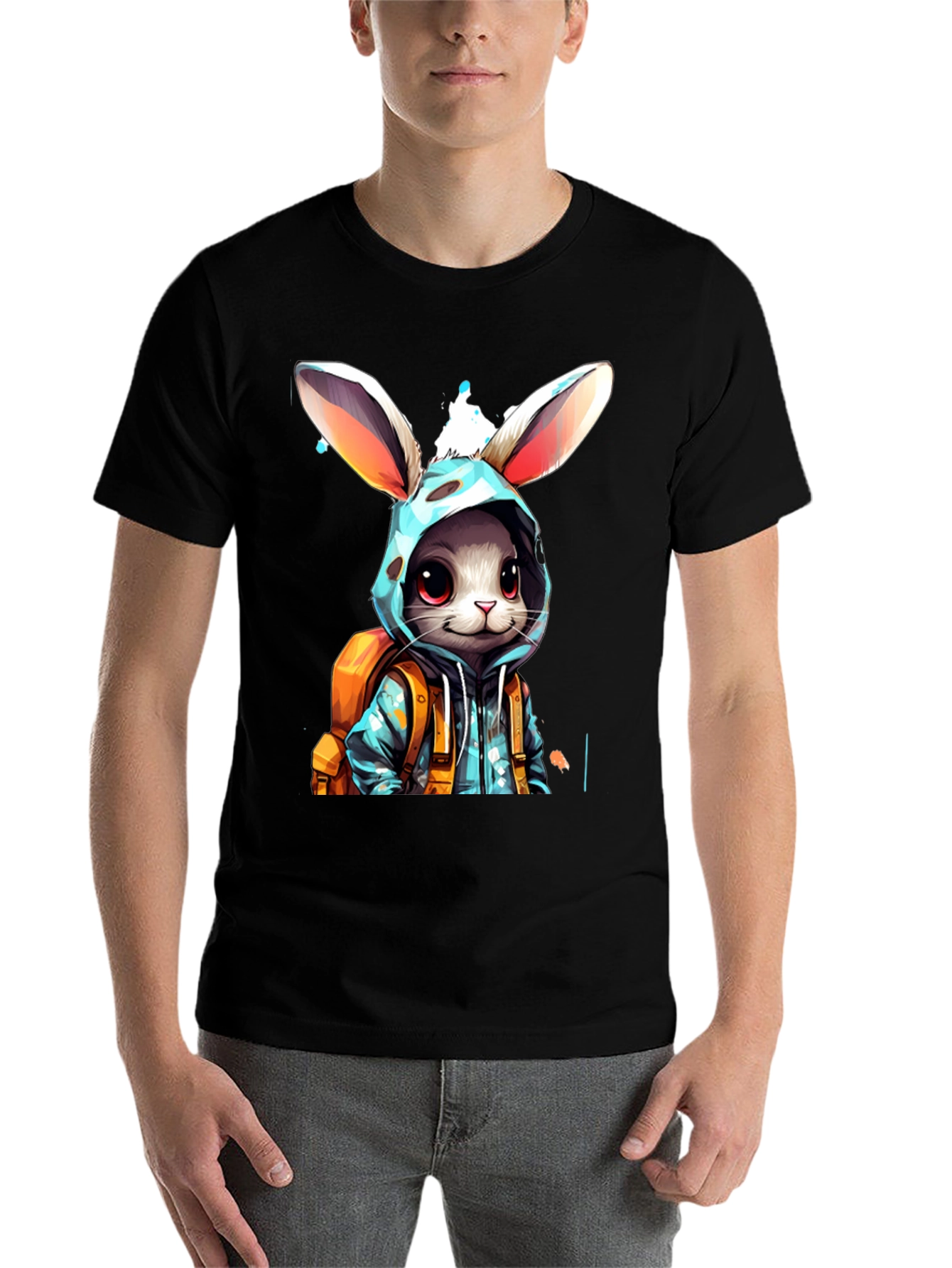 Bunny Hoodie Graphic Tee - Trendy Casual Wear
