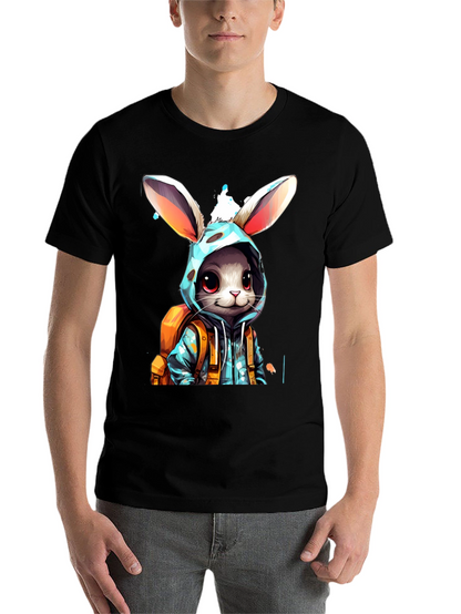 Bunny Hoodie Graphic Tee - Trendy Casual Wear
