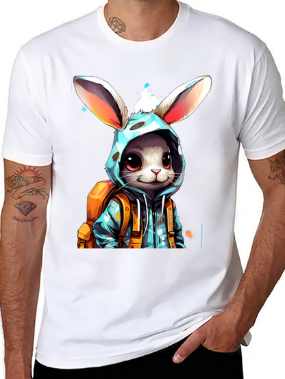Bunny Hoodie Graphic Tee - Trendy Casual Wear