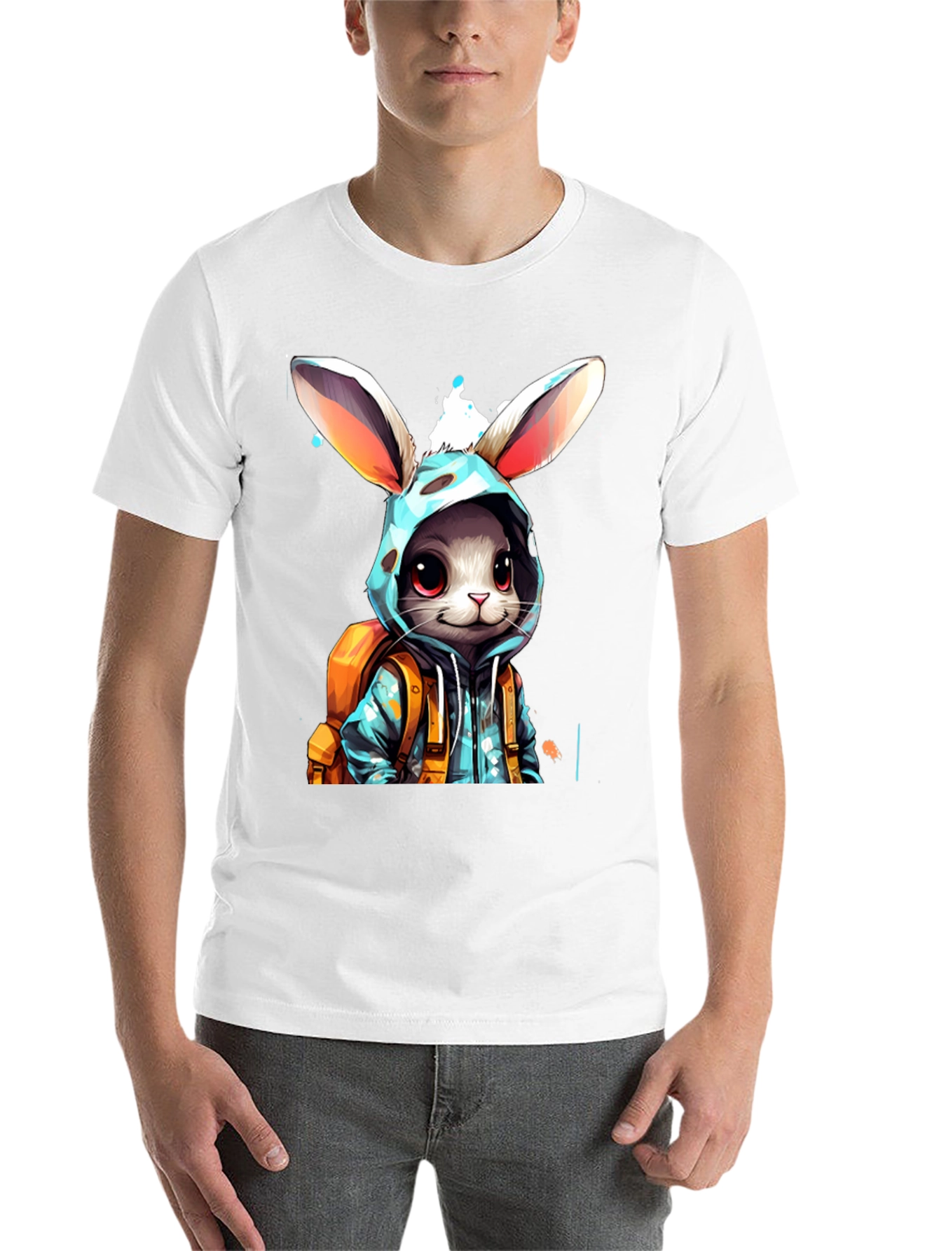 Bunny Hoodie Graphic Tee - Trendy Casual Wear