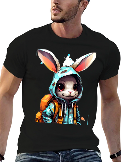 Bunny Hoodie Graphic Tee - Trendy Casual Wear