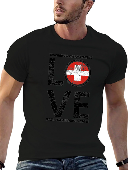 Love Switzerland T-Shirt Swiss Flag Graphic Tee