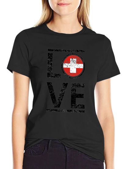 Love Switzerland T-Shirt Swiss Flag Graphic Tee