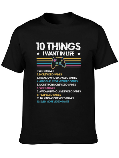 Gamers 10 Things Black T-Shirt