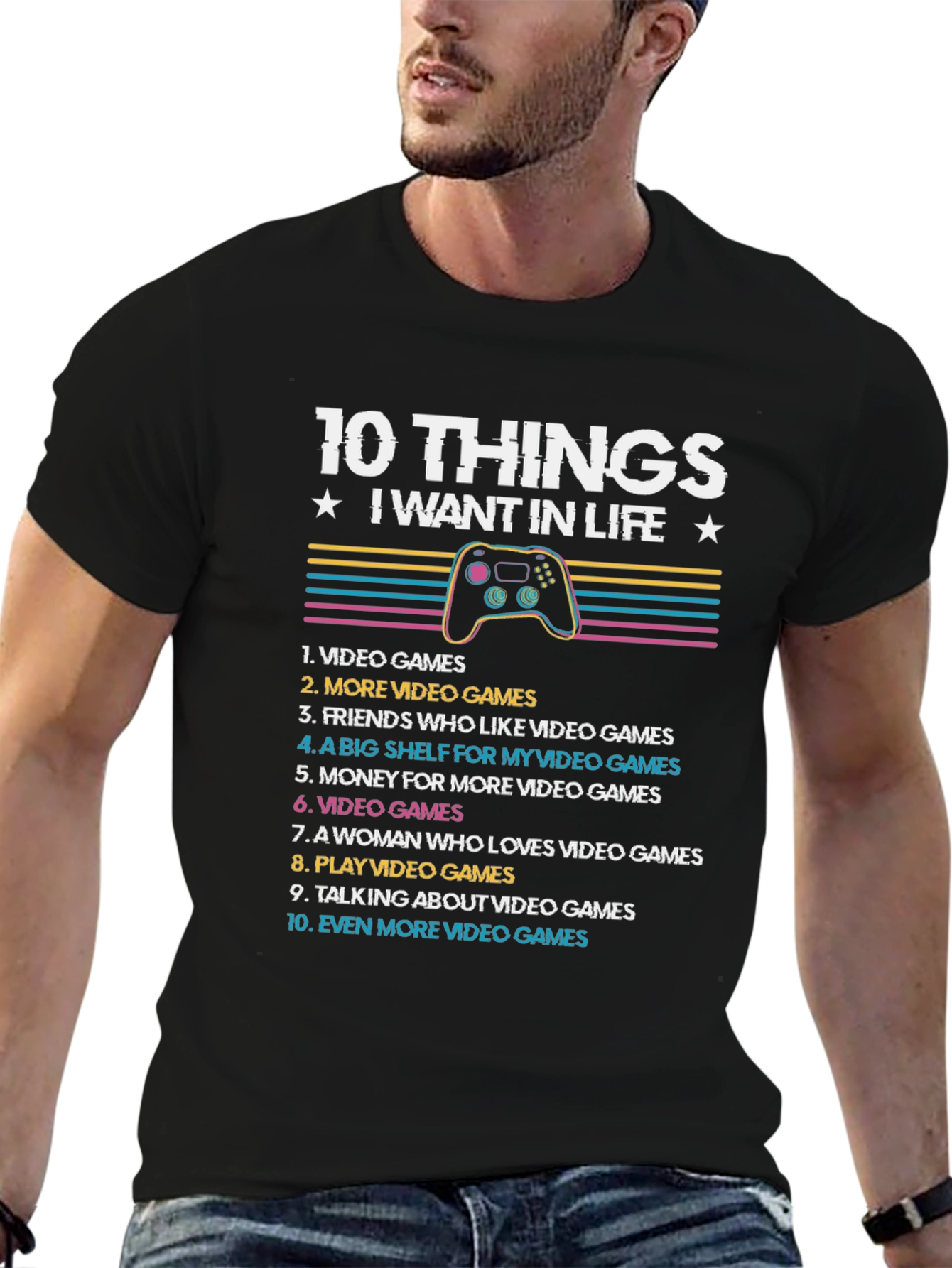 Gamers 10 Things Black T-Shirt