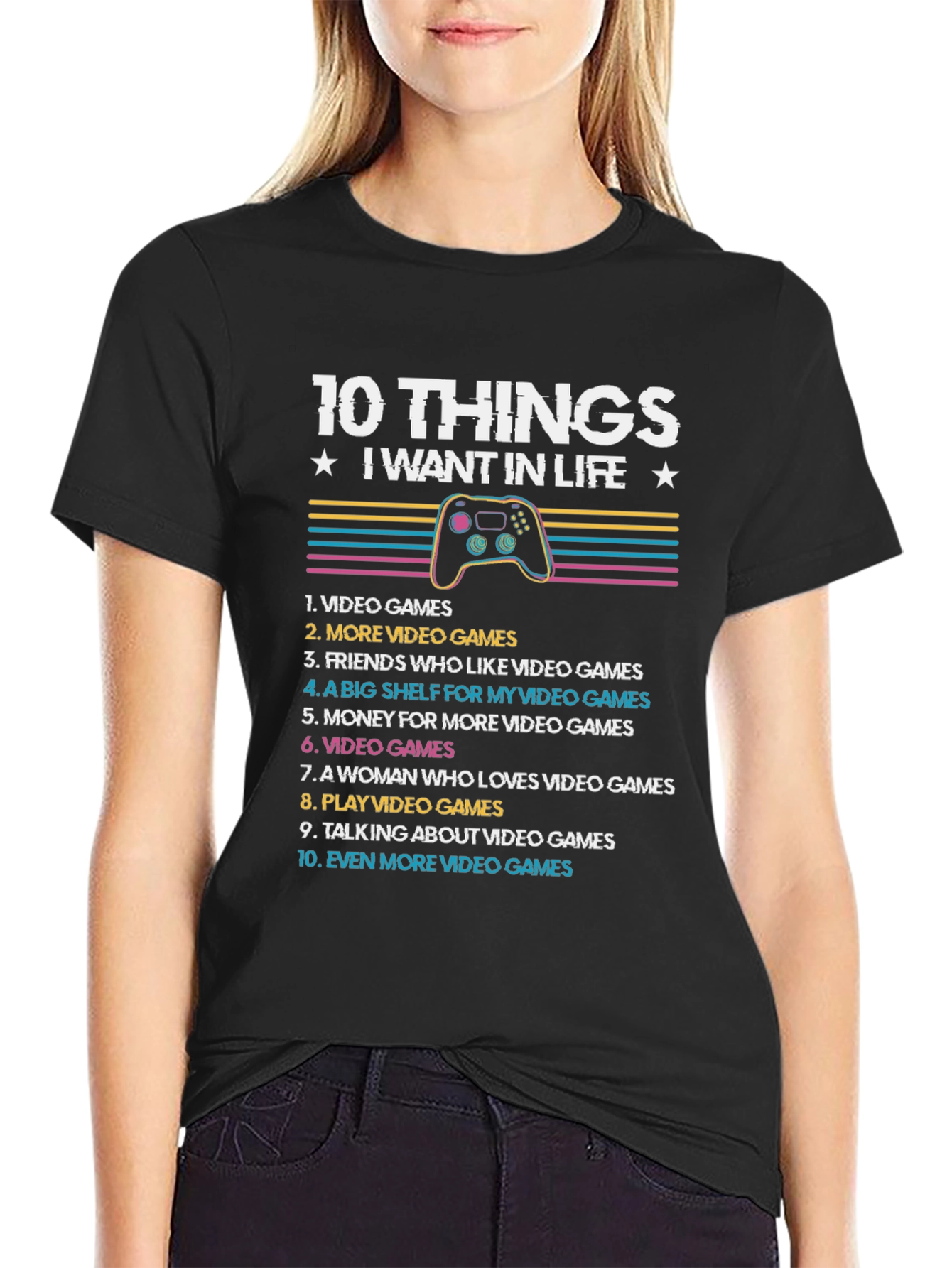 Gamers 10 Things Black T-Shirt