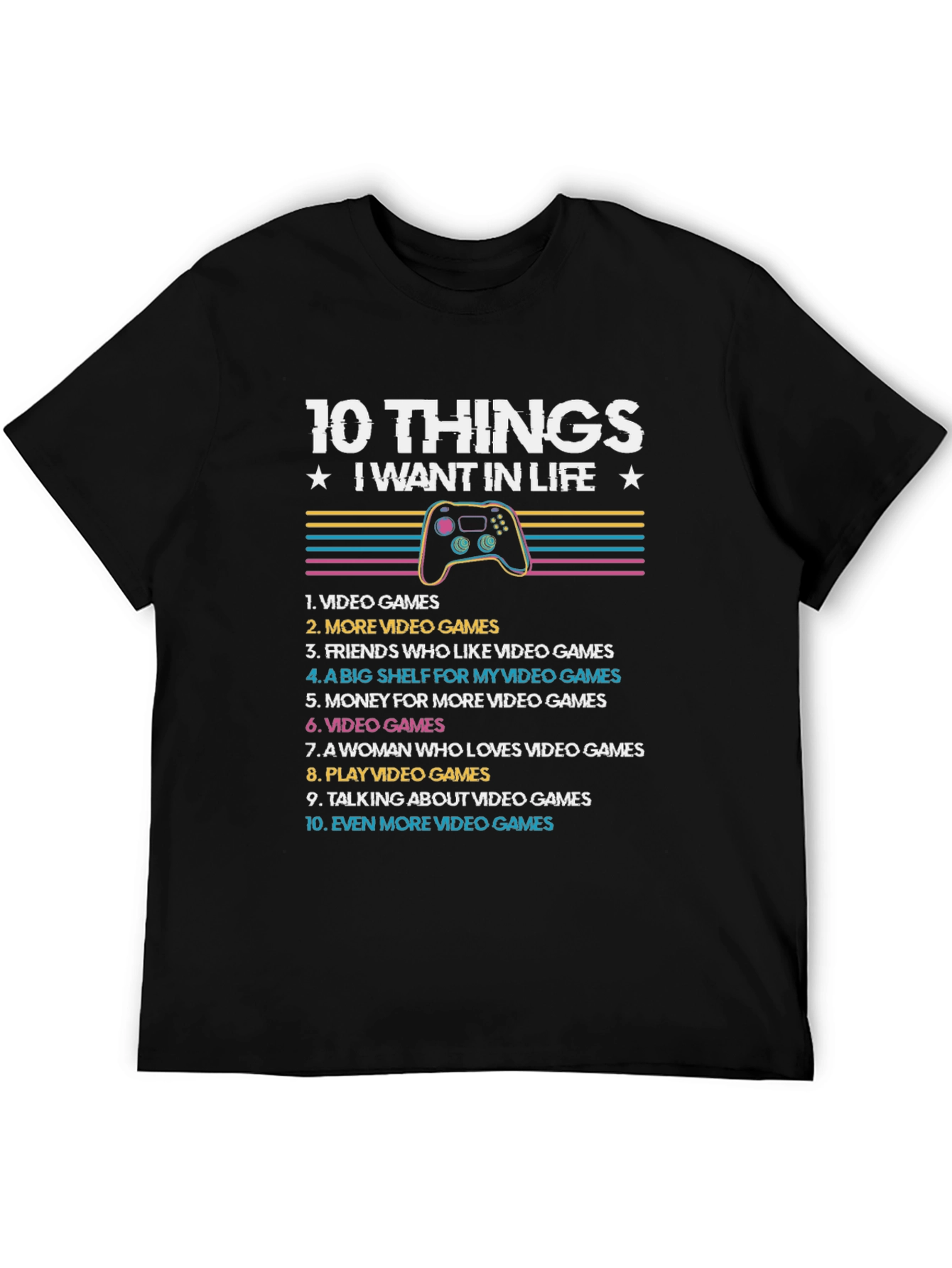 Gamers 10 Things Black T-Shirt