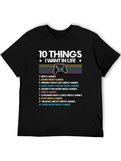 Gamers 10 Things Black T-Shirt