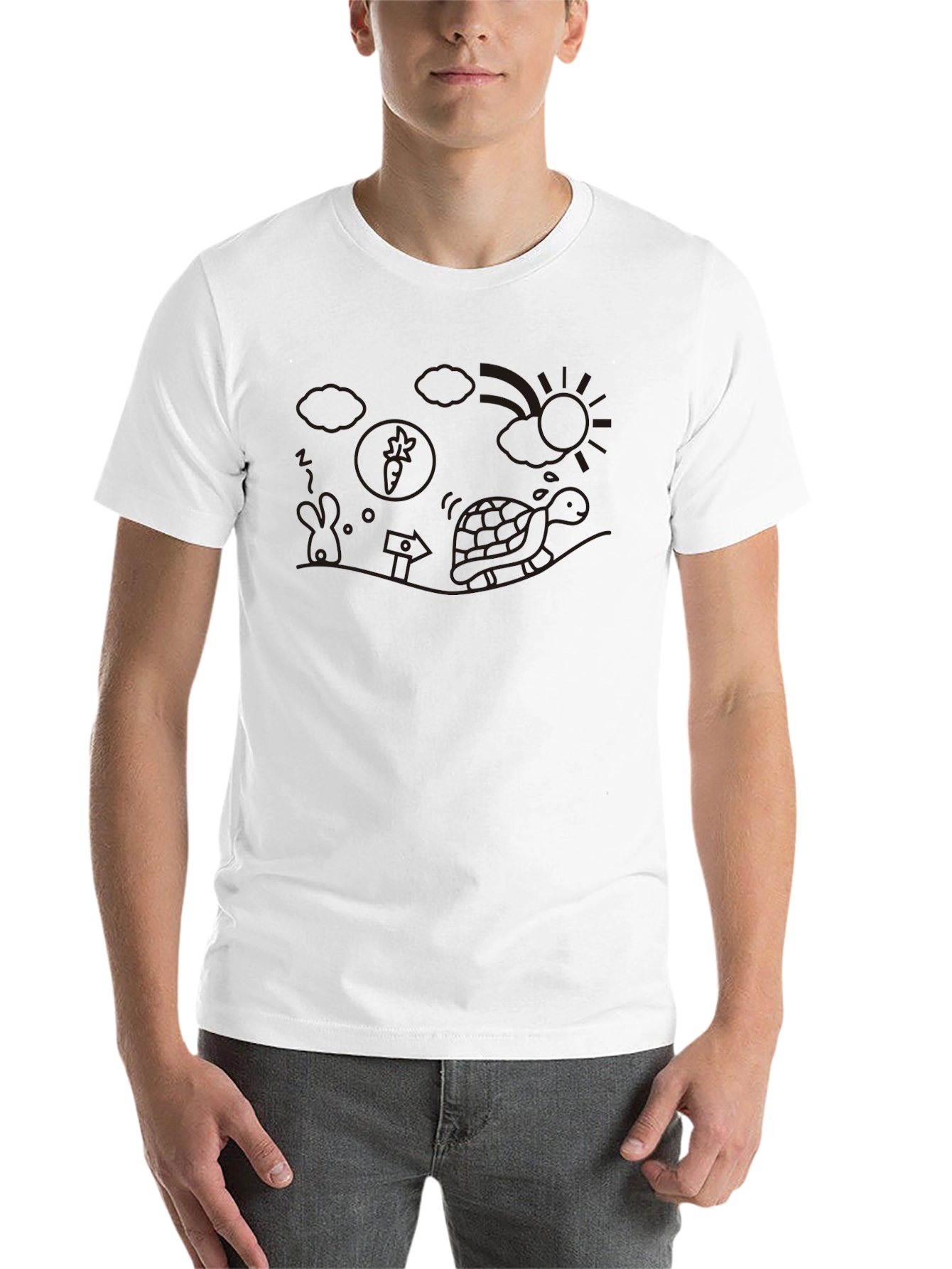 Whimsical Turtle Graphic Tee - Casual Black T-Shirt