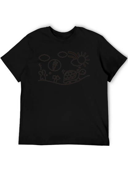 Whimsical Turtle Graphic Tee - Casual Black T-Shirt