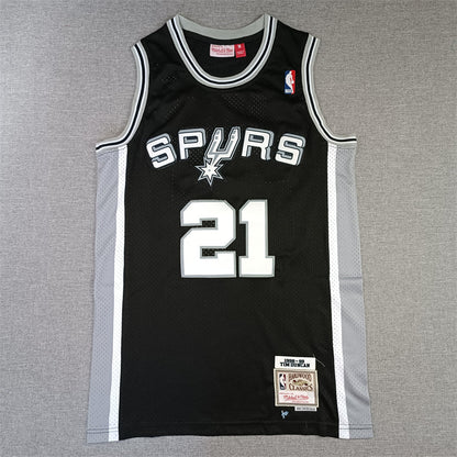 Men's San Antonio Spurs Tim Duncan Black Big & Tall Hardwood Classics Jerseys