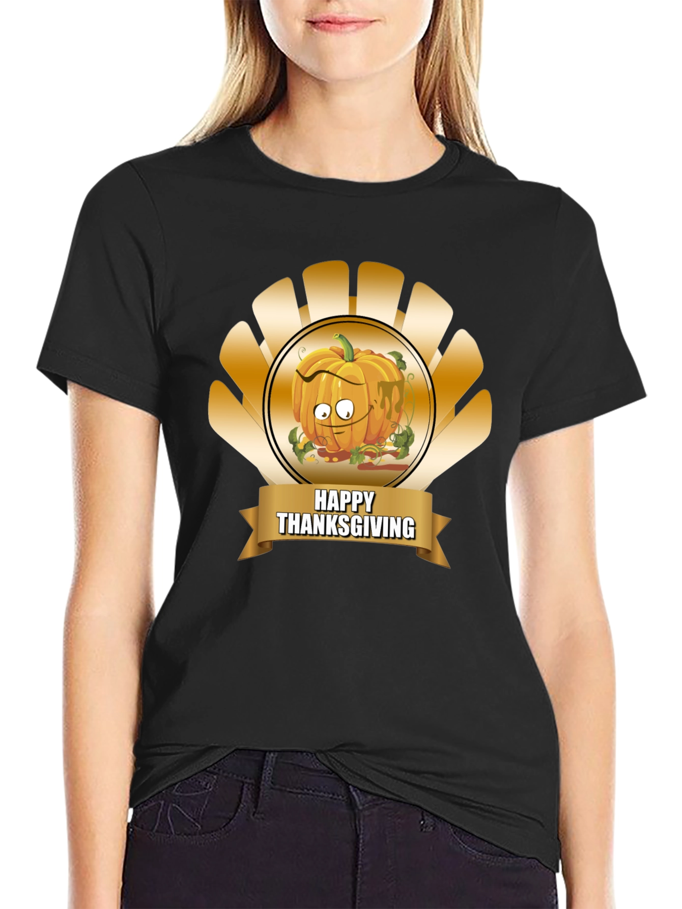 Thanksgiving Pumpkin Cartoon T-Shirt