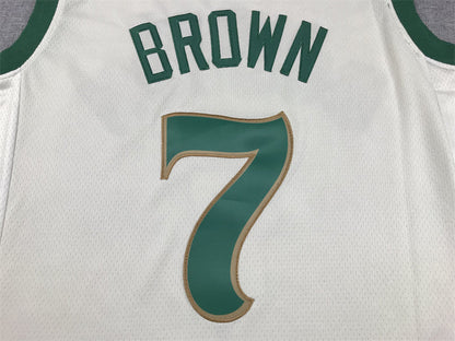Men's Boston Celtics Jaylen Brown #7 White 2023/24 Swingman Jerseys - City Edition