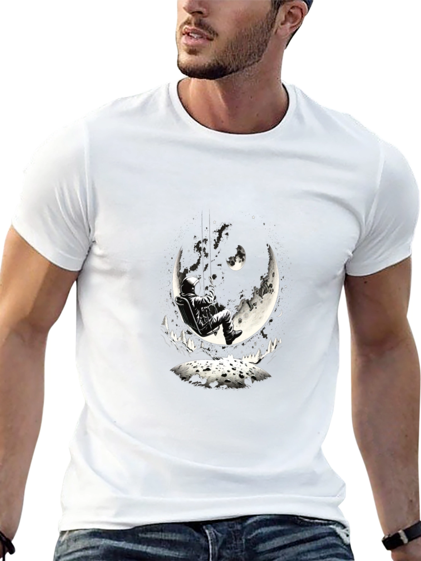 Astronaut Moon Swing Graphic Tee - Black