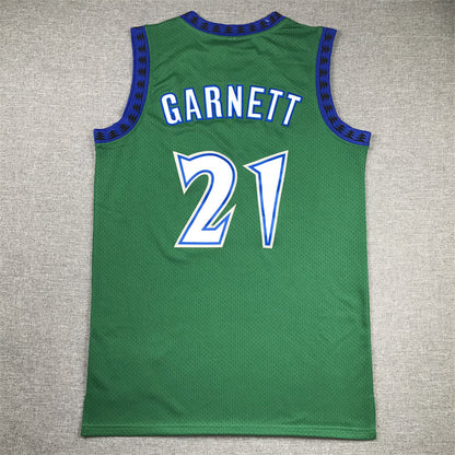 Men's Minnesota Timberwolves Kevin Garnett #21 Green Hardwood Classics Swingman Jerseys