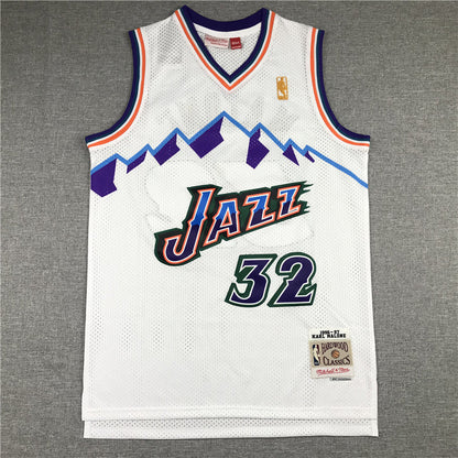 Men's Utah Jazz Karl Malone White 1996-97 Hardwood Classics Swingman Jerseys