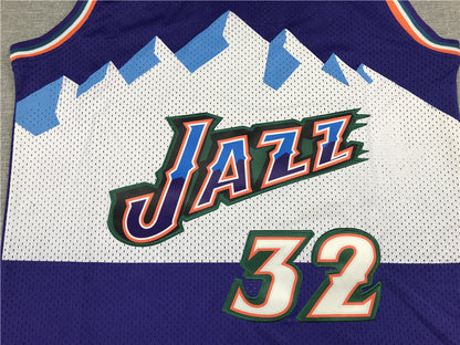 Men's Utah Jazz Karl Malone #32 Purple Hardwood Classics Throwback Team Jerseys