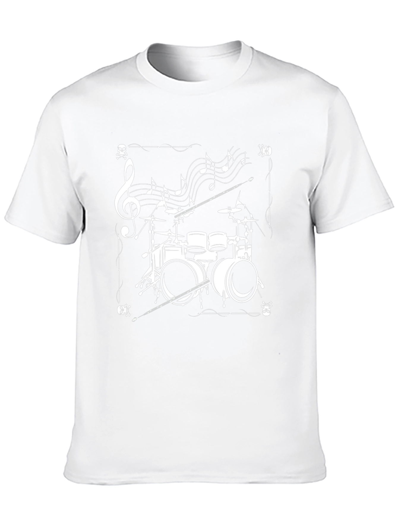 Drum Set Music Notes Graphic Tee - Black