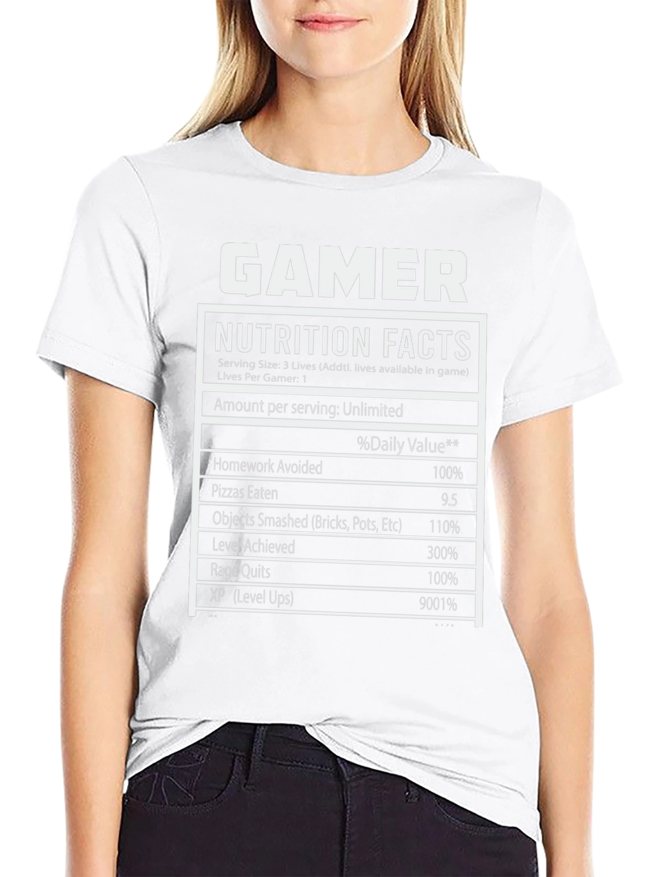 Gamer Nutrition Facts Black T-Shirt