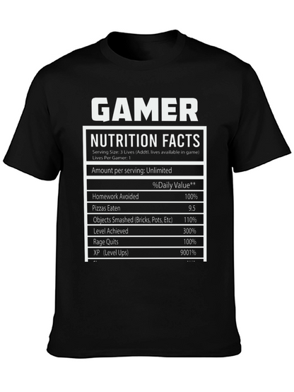 Gamer Nutrition Facts Black T-Shirt