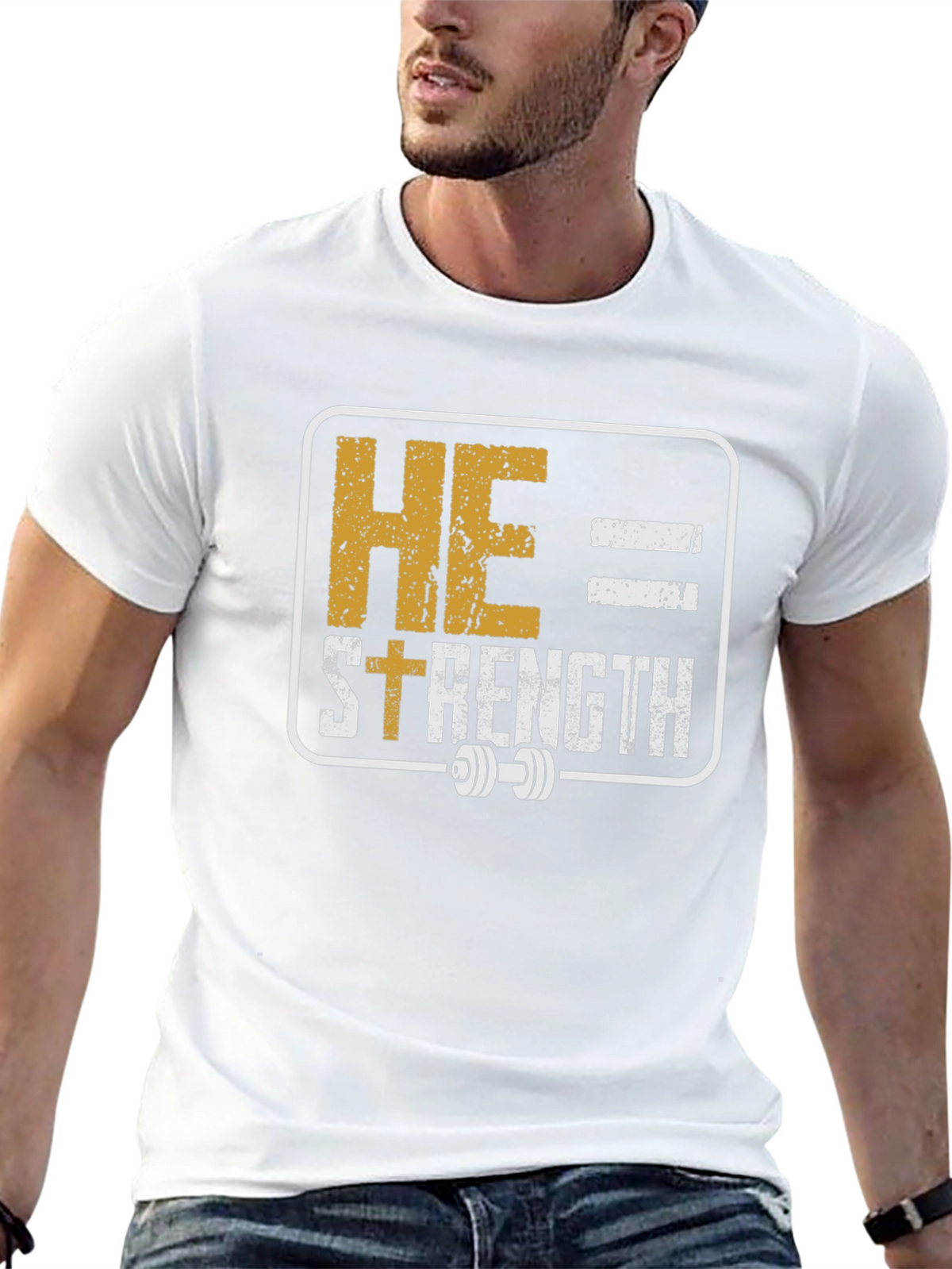 He = Strength T-Shirt - Christian Fitness